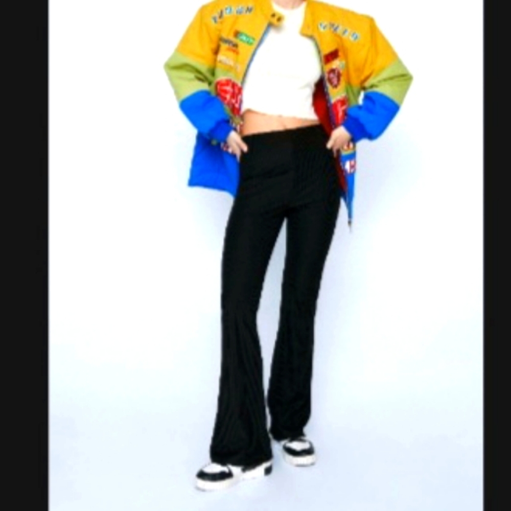 Ribbed,Fit & Flare Pants